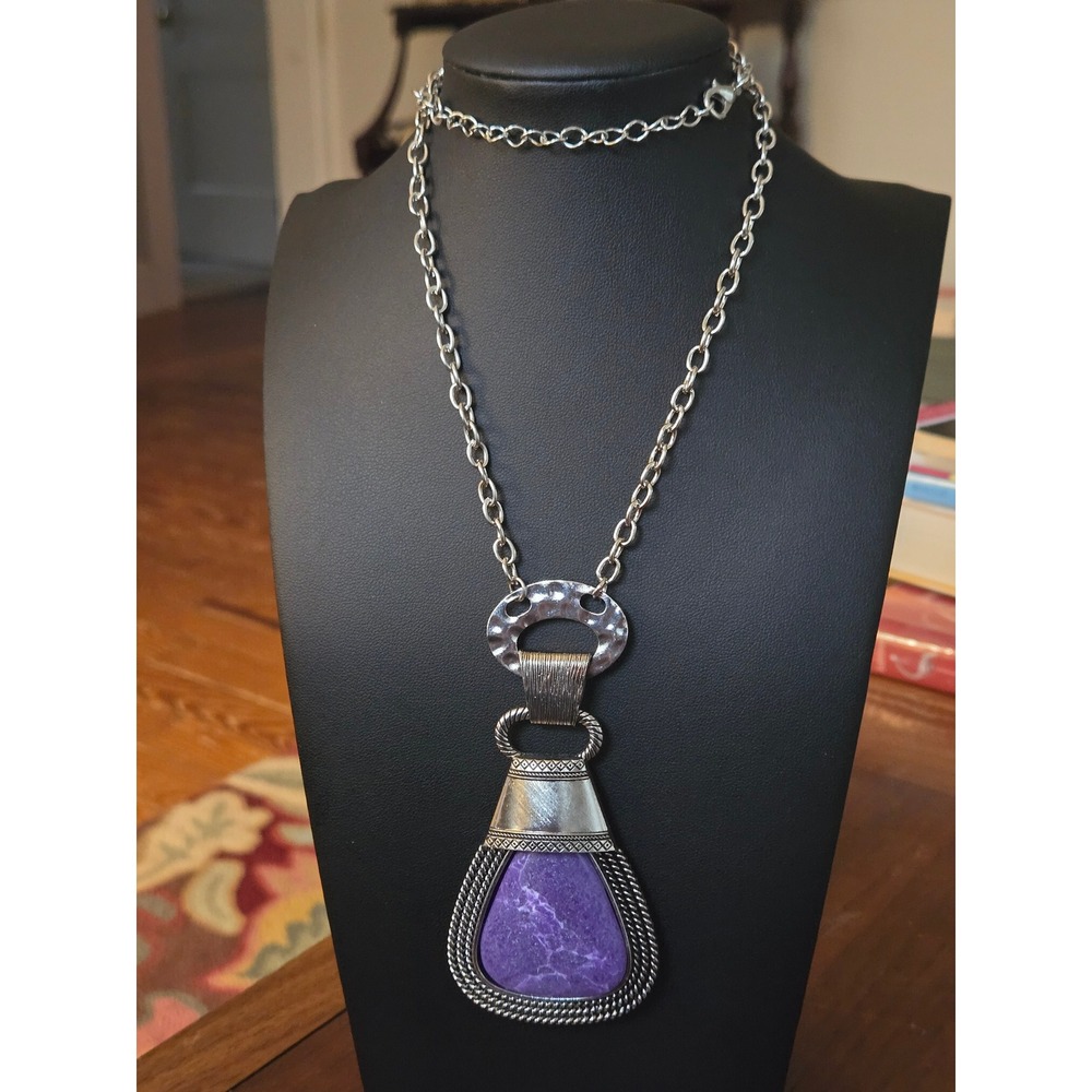 Purple Stone Pendant Necklace Modern